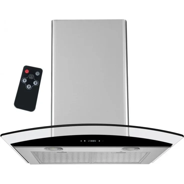 Syntrox Dunstabzugshaube 60 cm mit Touch Screen und Fernbedienung DH-210W-60 Touch Glas Curvy