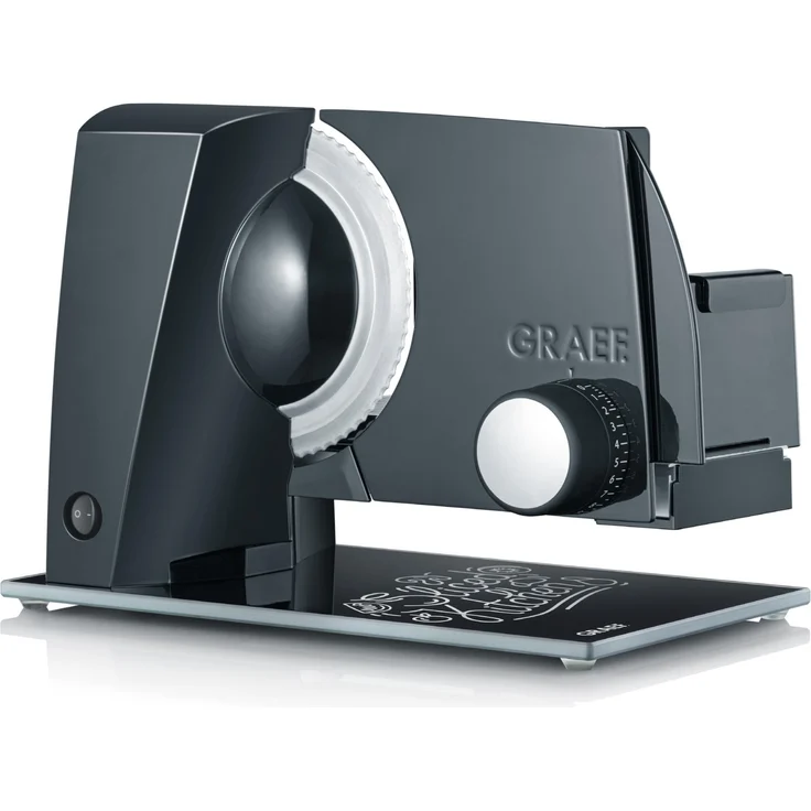 Graef Allesschneider S12002 Young Line, 170 mm Edelstahl-Wellenschliffmesser, 170W Power Motion, inkl. MiniSlice-Aufsatz, Messerabdeckung, schwarz – Bild 1