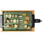 Just Vegan Bambus Grill CeraVegan Tischgrill, 2000W, antihaftbeschichtet, Thermostat, Anti-Rutsch-Füße, Bambusdesign, Grillfläche 37 x 25 cm
