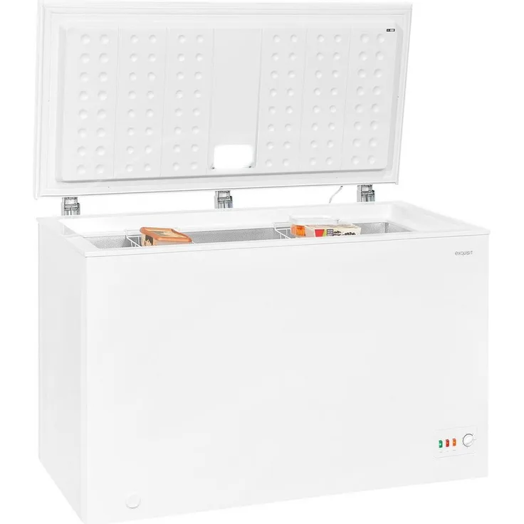Exquisit GT320-030 D Gefriertruhe, freistehend, weiß, Thermostat, Breite 128.5 cm, Energieklasse D