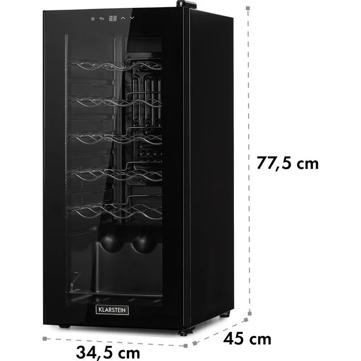Klarstein Shiraz 18 Slim Uno Weinkühlschrank, freistehend, 50l, 18 Flaschen, Touch-Bedienfeld, 5-18°C, Schwarz – Bild 10