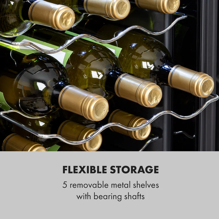 Klarstein Shiraz 18 Slim Uno Weinkühlschrank, freistehend, 50l, 18 Flaschen, Touch-Bedienfeld, 5-18°C, Schwarz – Bild 8