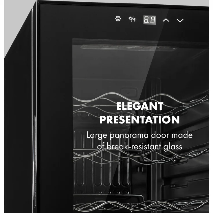 Klarstein Shiraz 18 Slim Uno Weinkühlschrank, freistehend, 50l, 18 Flaschen, Touch-Bedienfeld, 5-18°C, Schwarz – Bild 7