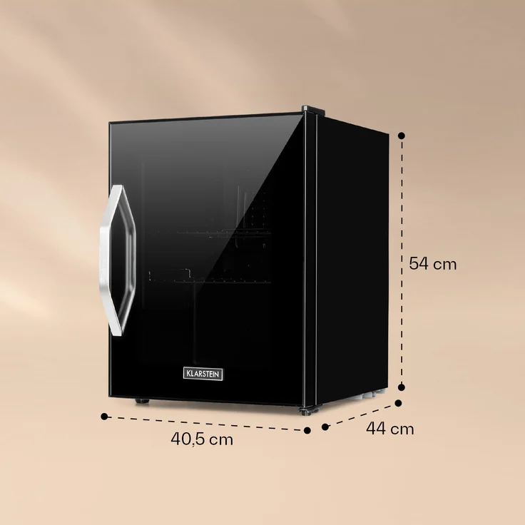 Klarstein Beersafe M Onyx Getränkekühlschrank, freistehend, 33 Liter, 2 Böden, Panoramaglastür, Schwarz – Bild 5