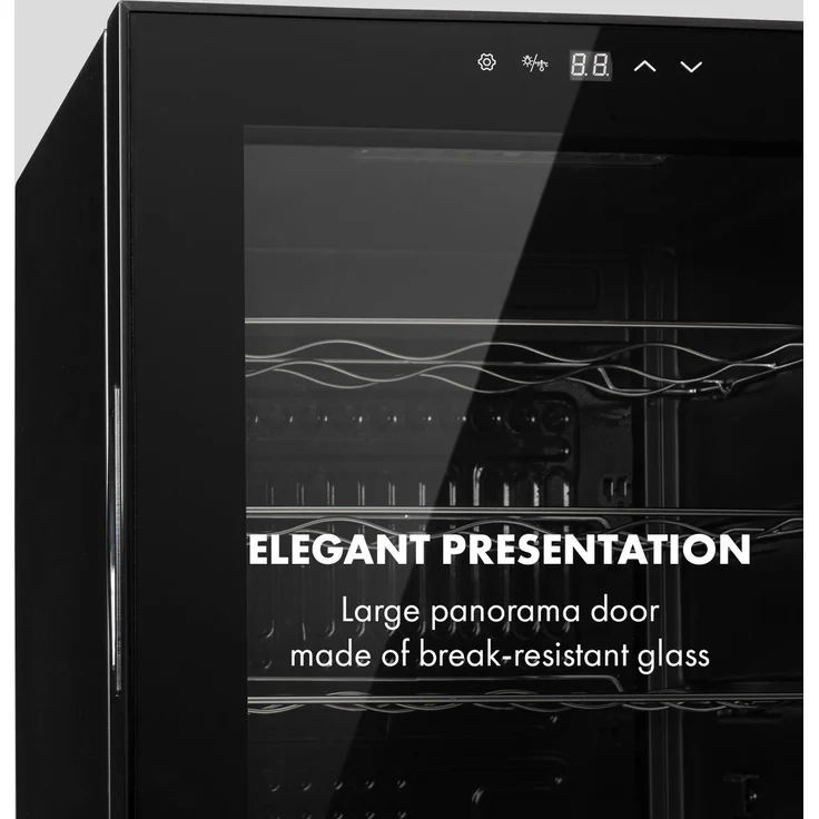 Klarstein Shiraz 28 Uno Weinkühlschrank, freistehend, 74l, 28 Flaschen, Touch-Bedienfeld, 5-18°C, Schwarz – Bild 8