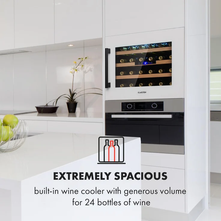 Klarstein Vinsider 24 Built-In Uno Einbau-Weinkühlschrank, 24 Flaschen, 57 Liter, Weiß – Bild 3