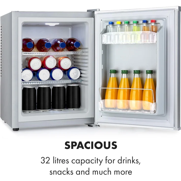 Klarstein Happy Hour 33 Minikühlschrank, freistehend, 33L, 5-15°C, LED-Licht, Silber – Bild 5
