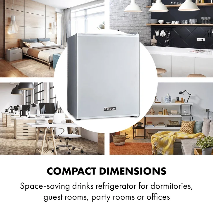 Klarstein Happy Hour 33 Minikühlschrank, freistehend, 33L, 5-15°C, LED-Licht, Silber – Bild 4