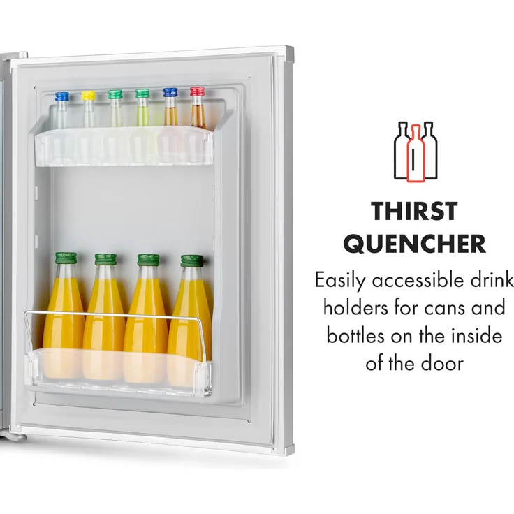 Klarstein Happy Hour Minikühlschrank, freistehend, 40L, 5-15°C, LED-Licht, Silber – Bild 6
