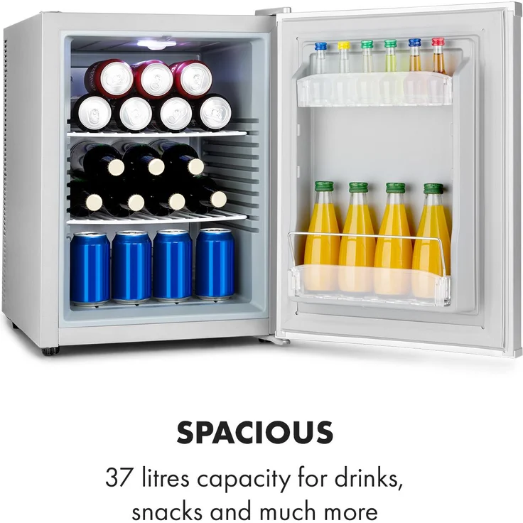 Klarstein Happy Hour Minikühlschrank, freistehend, 40L, 5-15°C, LED-Licht, Silber – Bild 5