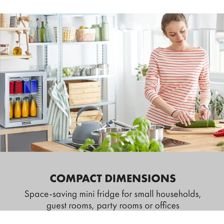 Klarstein Brooklyn 24 Silver Minikühlschrank, freistehend, Glastür, LED, Ablage, Silber - Preisvergleich – Bild 2