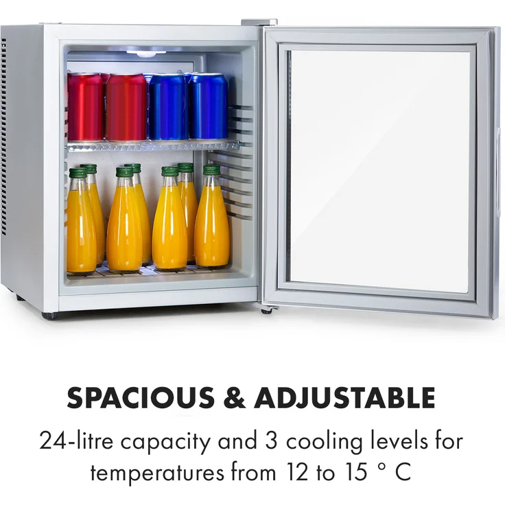 Klarstein Brooklyn 24 Silver Minikühlschrank, freistehend, Glastür, LED, Ablage, Silber - Preisvergleich – Bild 4