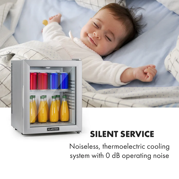 Klarstein Brooklyn 24 Silver Minikühlschrank, freistehend, Glastür, LED, Ablage, Silber - Preisvergleich – Bild 3