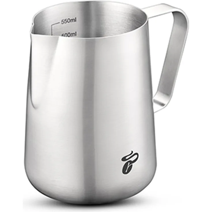 Tchibo Milchkännchen Edelstahl (600 ml), Barista Zubehör zum manuellen Milchaufschäumen, Edelstahl