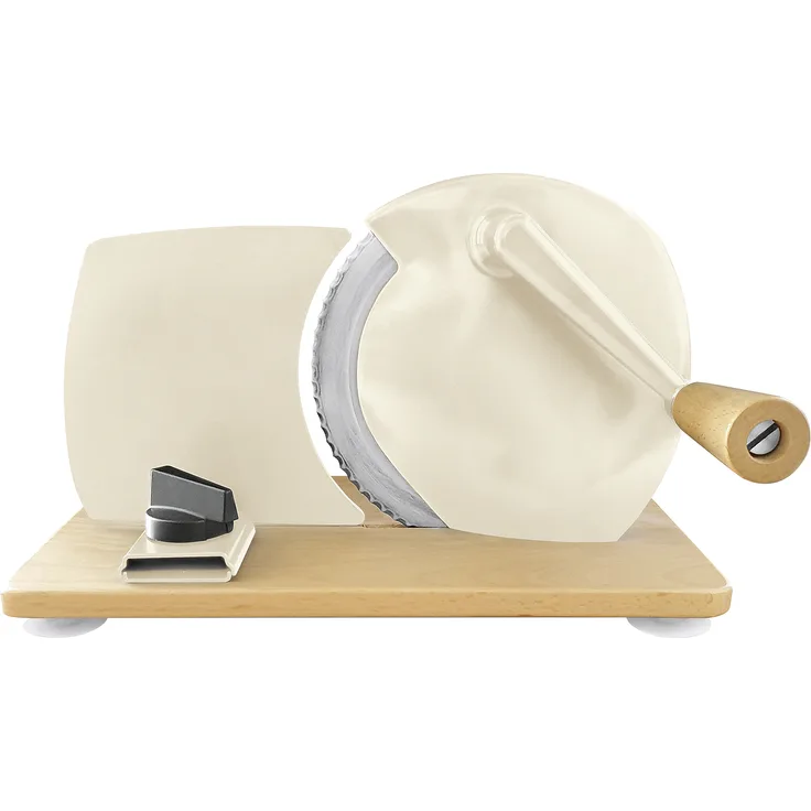 Jupiter EKS107881 Hand-Allesschneider mit Holzplatte, Holzkurbel, manuell, creme