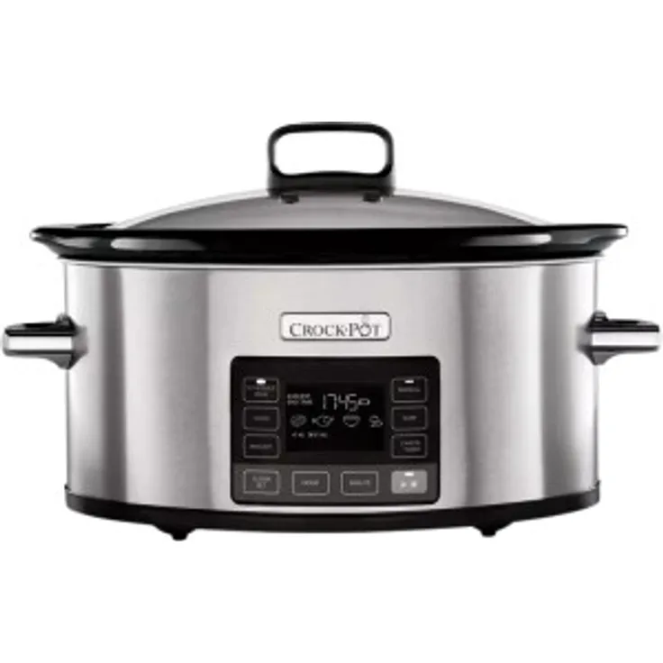 Crock-Pot CSC066X digitaler Schongarer, 240w, 5,6L ,Glasdeckel, Timer, Edelstahl, silber