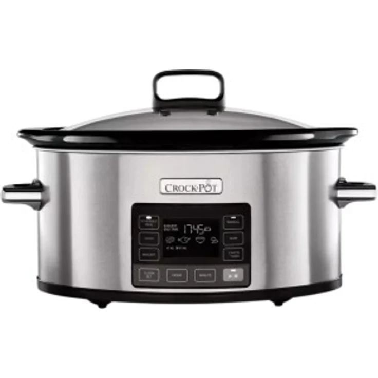 Crock-Pot CSC066X digitaler Schongarer, 240w, 5,6L ,Glasdeckel, Timer, Edelstahl, silber