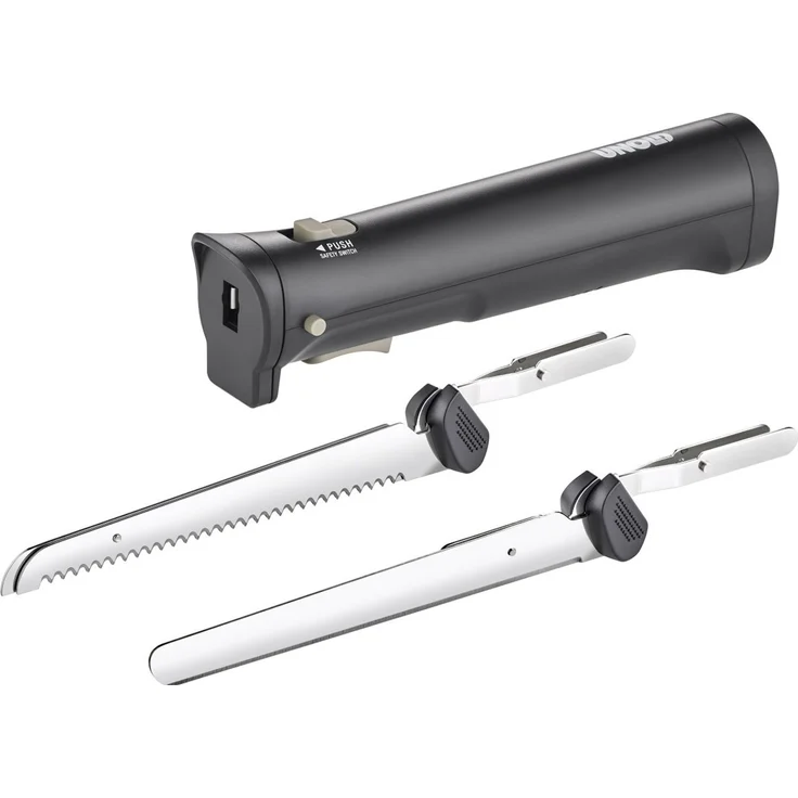 Unold 78815 Elektromesser, 9 Watt, Edelstahl-Wellenschliffmesser, kabellose Nutzung, Kunststoff, Edelstahl, schwarz – Bild 1