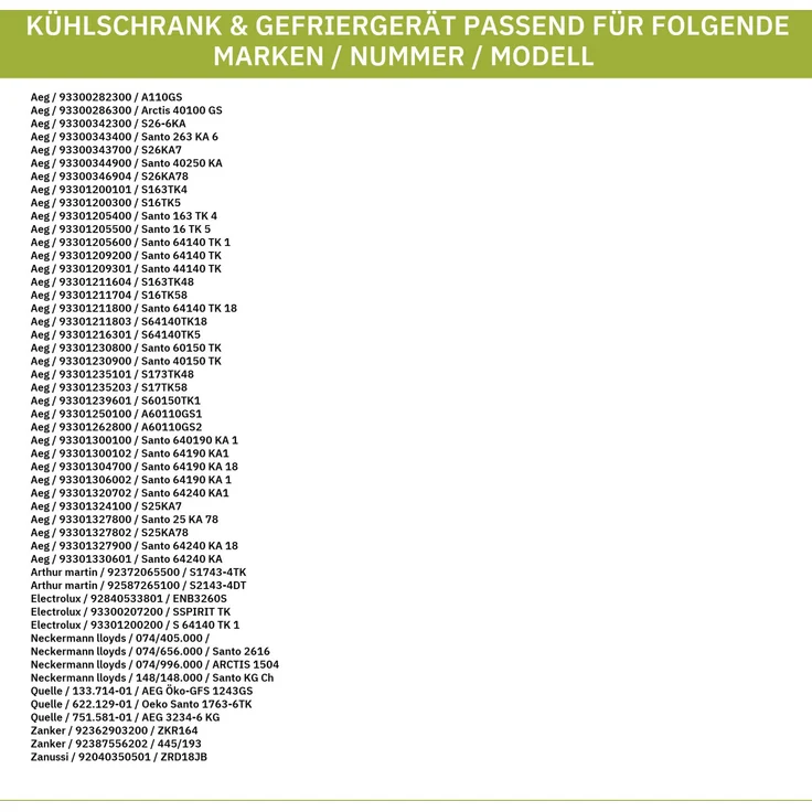 Türgriff weiß wie Electrolux 206280801-5 für Kühlschrank – Bild 6