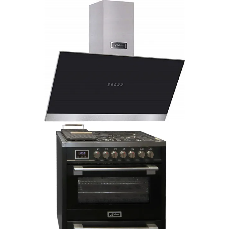 Kaiser HGE 93505 S Gas Elektro Standherd 90 cm + Dunstabzugshaube AT 9440 ECO 90 cm