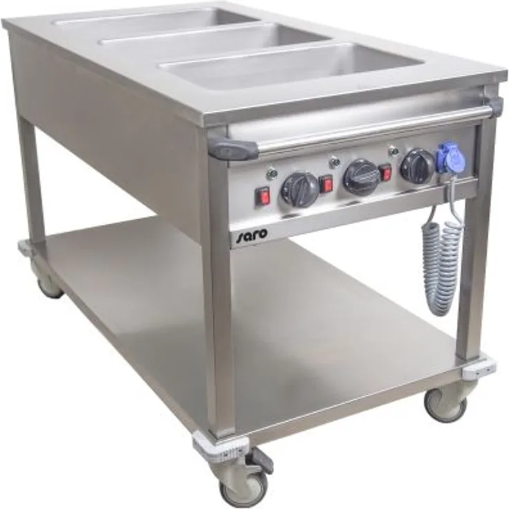 Saro Modell BT-3 Bain Marie Trolley, Warmhalteplatte, Edelstahl