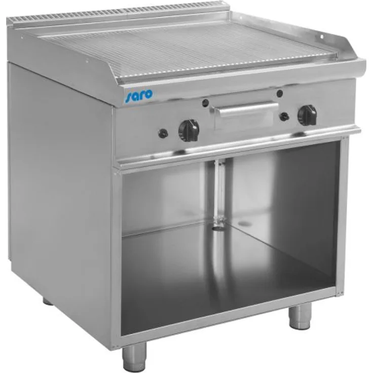 Saro Modell E7-KTG2BAR Gas-Griddleplatte mit offenem Unterbau, Maße: B 800, Bratplatte: 795 x T 700, Bratplatte: 530 x H 850, edelstahl