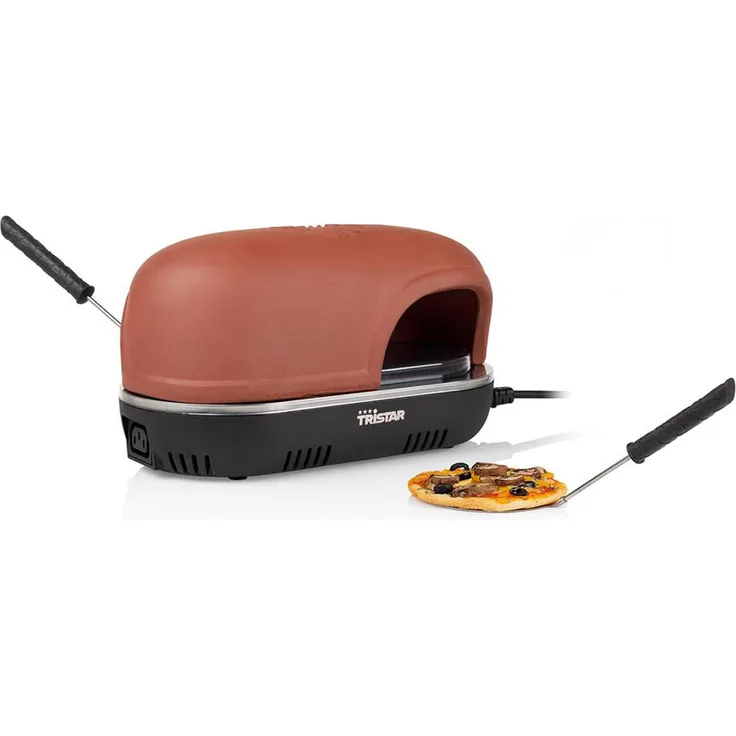 Tristar Pizzamaker, Pizzaofen für 2 Personen mit Teigschneider & Pizzahebern, Kontrolllampe, Unterhitze, Anti-Rutsch-Füße, Terracotta