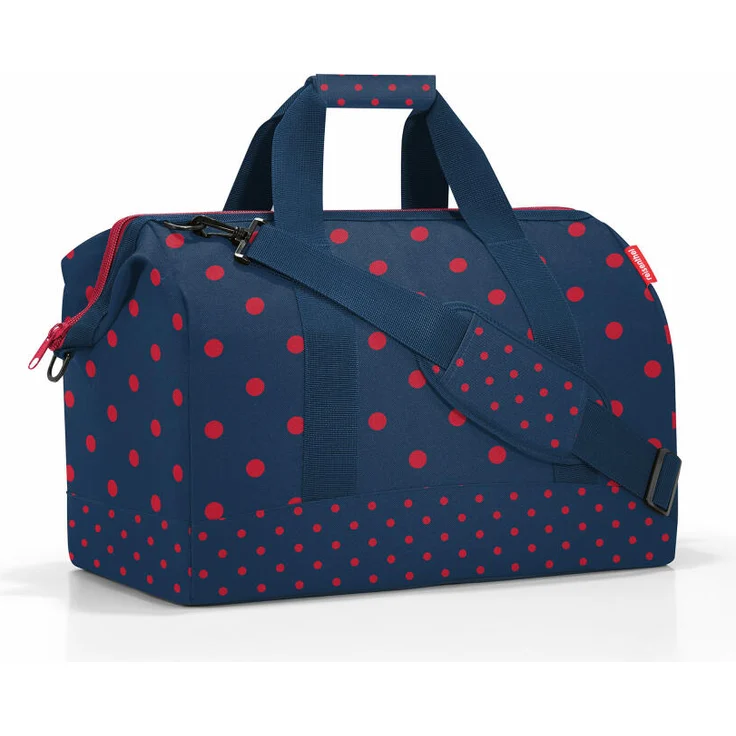 reisenthel allrounder L, Reisetasche, Sporttasche, Schultertasche, Doktortasche, Tasche, Polyestergewebe, Mixed Dots Red, 30 L, MT3075 – Bild 1