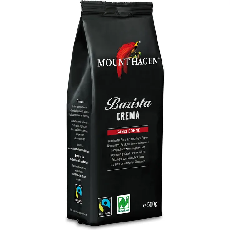 Mount Hagen Bio FT Röstkaffee Barista, ganze Bohne 500g