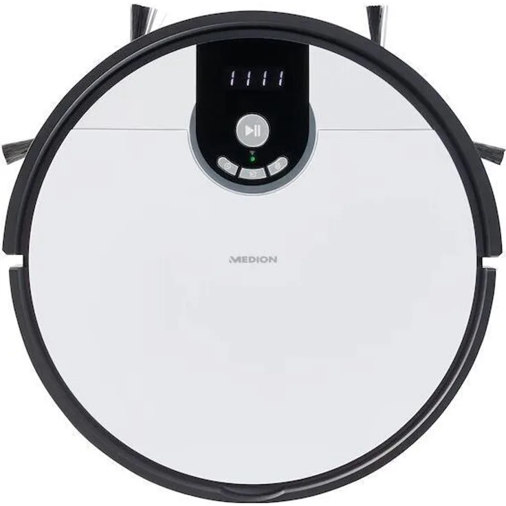 Medion S20 SW Saugroboter mit Wischfunktion, 100 min Akkubetrieb, schwarz-weiß