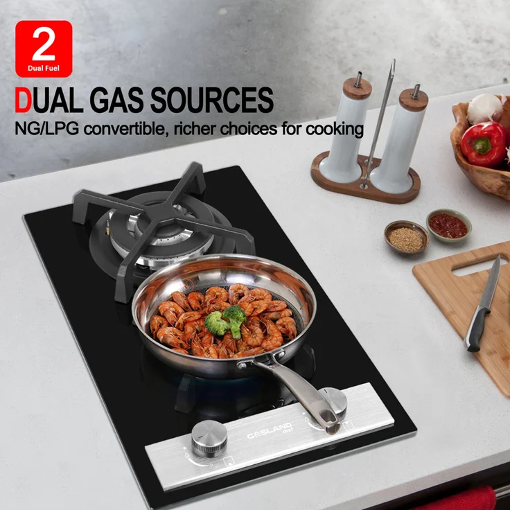 Gasland Chef GH30BF Glas Gaskochfeld Einbaugerät Glas Kochfeld 2 Flammig, LPG Erdgas inkl – Bild 2
