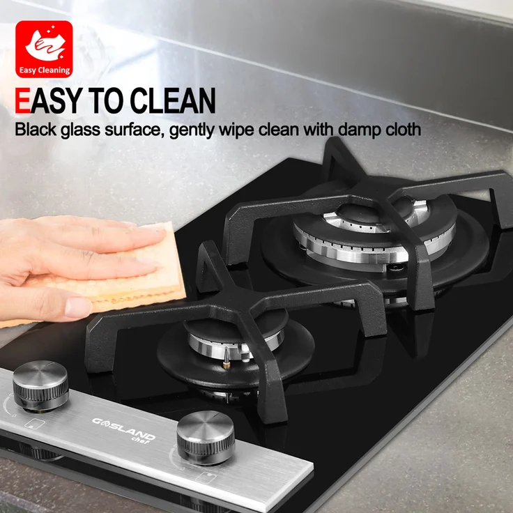 Gasland Chef GH30BF Glas Gaskochfeld Einbaugerät Glas Kochfeld 2 Flammig, LPG Erdgas inkl – Bild 6