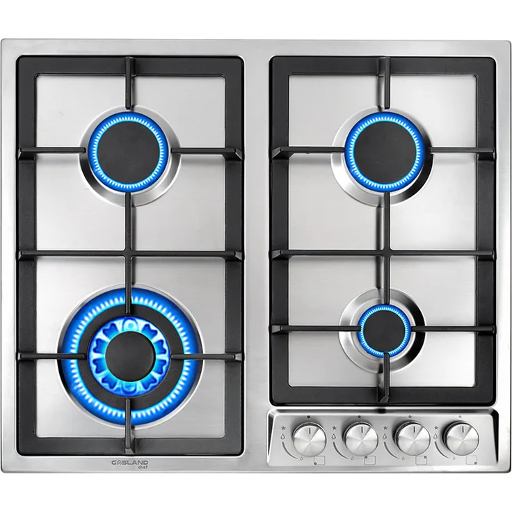 Gasland Chef GH60SF Einbaugerät Gaskochfeld Edelstahl 4 Flammig, Gas Einbaugerät Autark Gaskochfeld, LPG Erdgas