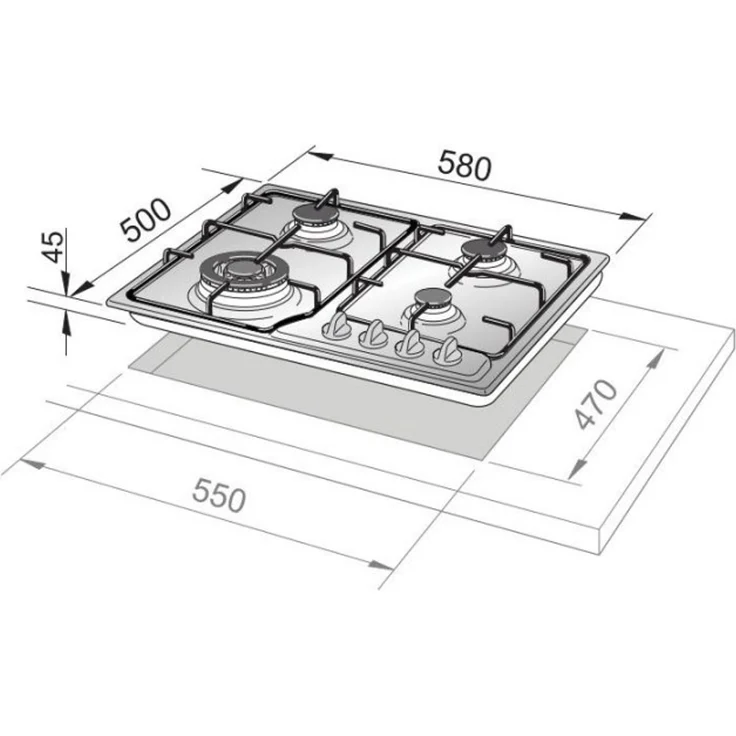 DeLonghi FFA 46 ASV, Edelstahl, Built-in (placement), 60 cm, Gaskochfeld, Edelstahl, 4 Zone(n) – Bild 4