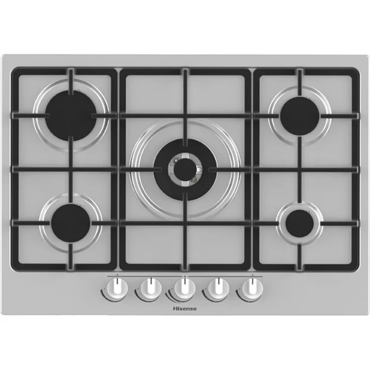 Hisense GM773XF, Edelstahl, Integriert, Gaskochfeld, Edelstahl, 5 Zone(n), 5 Zone(n)