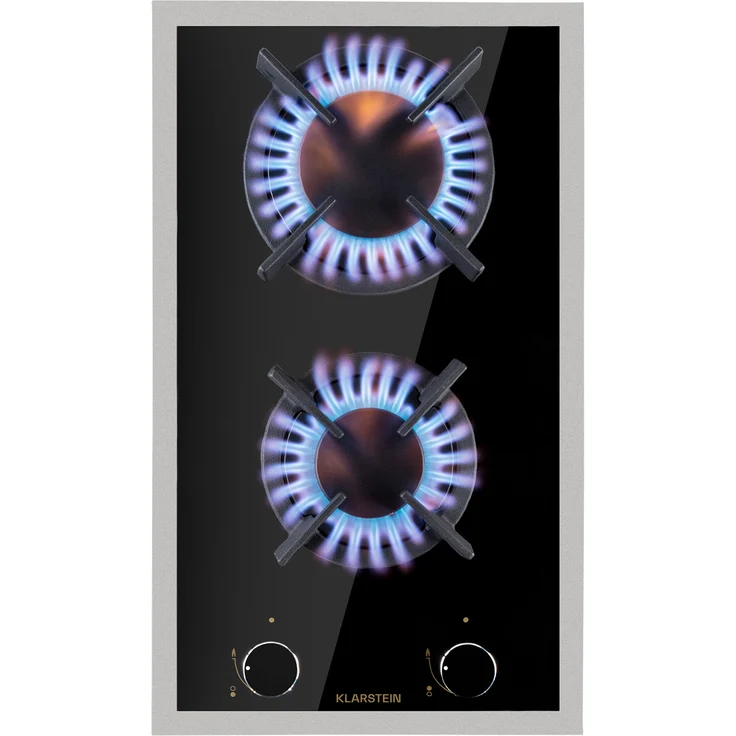 Klarstein Goldflame Domino Prime Gaskochfeld , 2-flammig Messing-Brenner , 4,2 kW,  Glaskeramik , inklusive Schlauch und Druckminderer – Bild 1