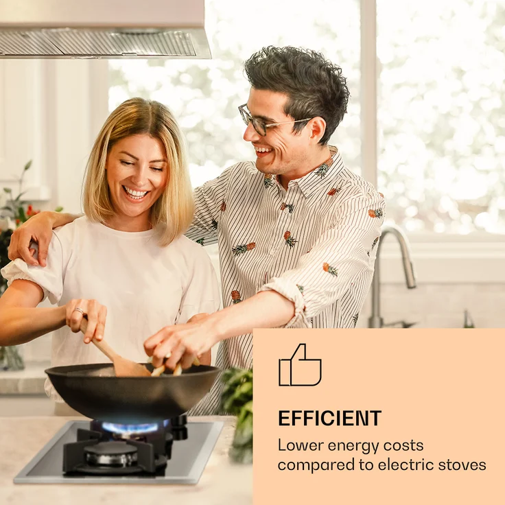 Klarstein Goldflame Domino Prime Gaskochfeld , 2-flammig Messing-Brenner , 4,2 kW,  Glaskeramik , inklusive Schlauch und Druckminderer – Bild 2