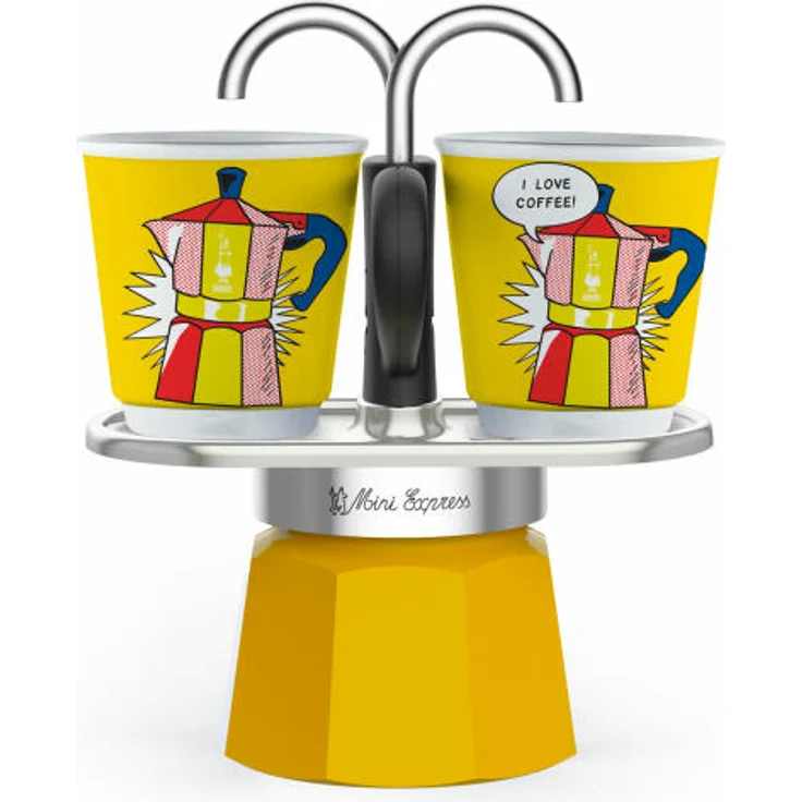 Bialetti Espressokocher-Set Mini 3-tlg. Express Lichtenstein für 2 Tassen, Espresso, Espressokanne, Kaffeebereiter, Bunt, 90 ml, 1405 – Bild 1