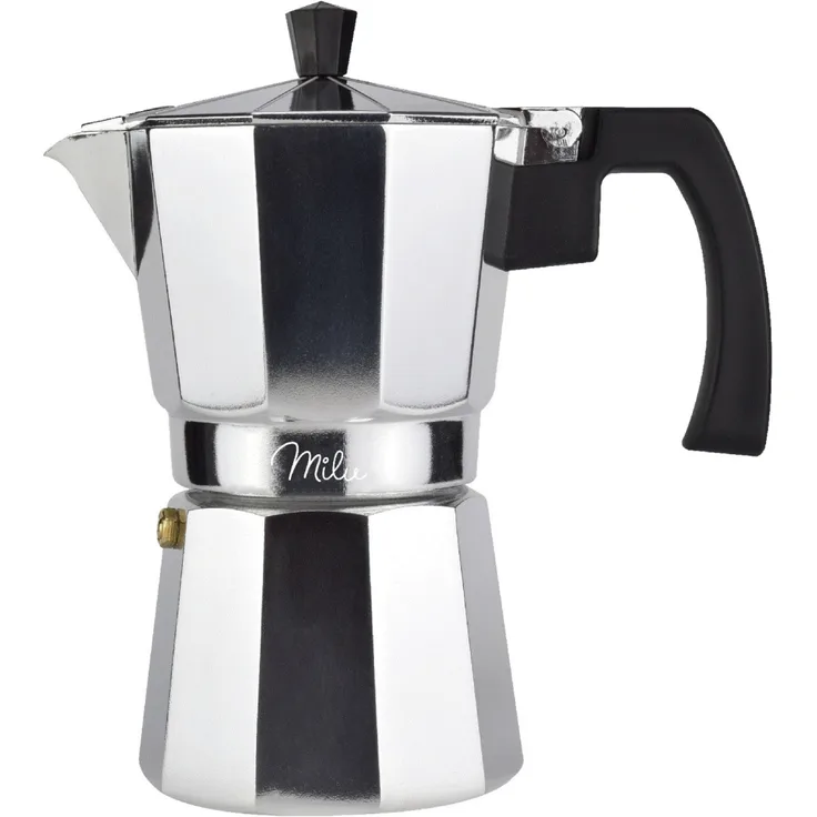 Milu Espressokocher Set 3 Tassen, aluminium