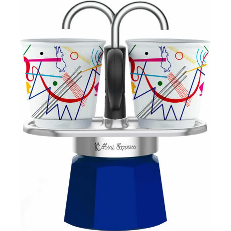 Bialetti Espressokocher-Set Mini 3-tlg. Express Kandinsky für 2 Tassen, Espresso, Espressokanne, Kaffeebereiter, Bunt, 90 ml, 1407 – Bild 1