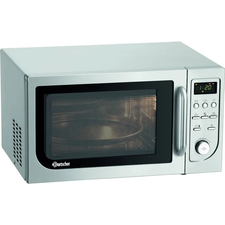 Bartscher 14250M-HLGR Kombimikrowelle, Standgerät, 1400W, Garraum 25L, Timer, Innenbeleuchtung, LED-Display, silber 
