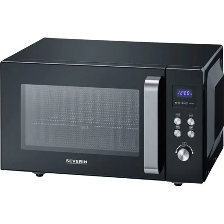 Severin MW 7763 Mikrowelle mit Keramikboden und Grill, Standgerät, Garraum 25L, 900W, 2 Leistungsstufen, Drehregler, schwarz – Bild 1