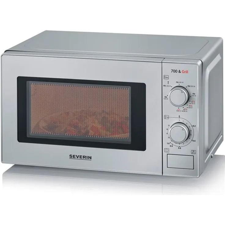 Severin MW 7900 Mikrowelle mit Grillfunktion, Standgerät, 700W, Garraum 20 L, Timer, silber
