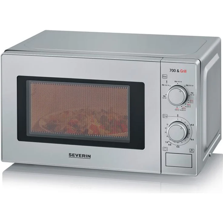 Severin MW 7900 Mikrowelle mit Grillfunktion, Standgerät, 700W, Garraum 20 L, Timer, silber – Bild 1