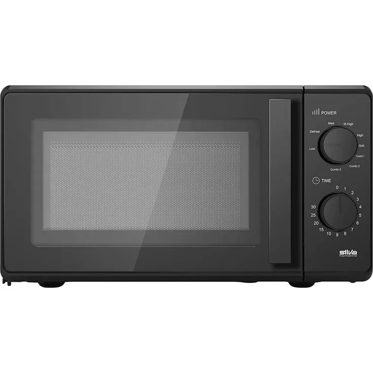 Silva MW-G 22.5 Mikrowelle mit Grillfunktion, Standgerät, Garraum 17L, 700W, 5 Leistungsstufen, Timer, Tonsignal, inkl. Grillgestell, Drehteller, schwarz