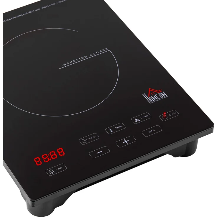HOMCOM Einzelkochplatte Elektrokochfeld mit 8 Leistungs- und Temperaturstufen 4 Stunden Timer Kindersicherung Sensor Touch-LED-Display Schwarz 38 x 31 x 6,3 cm – Bild 9