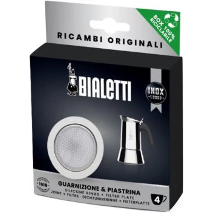 Bialetti Ersatzset 4 Tassen Silikondichtung+Filter Edelstahl (0800411)