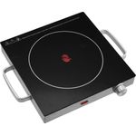 Jago Infrarot Kochplatte - Elektrisch, 2000 W, Ø 20 cm, Überhitzungsschutz, stufenlose Temperaturregelung, aus Glaskeramik und Edelstahl - Kochfeld, Einzelkochplatte, Herdplatte, Minikochplatte