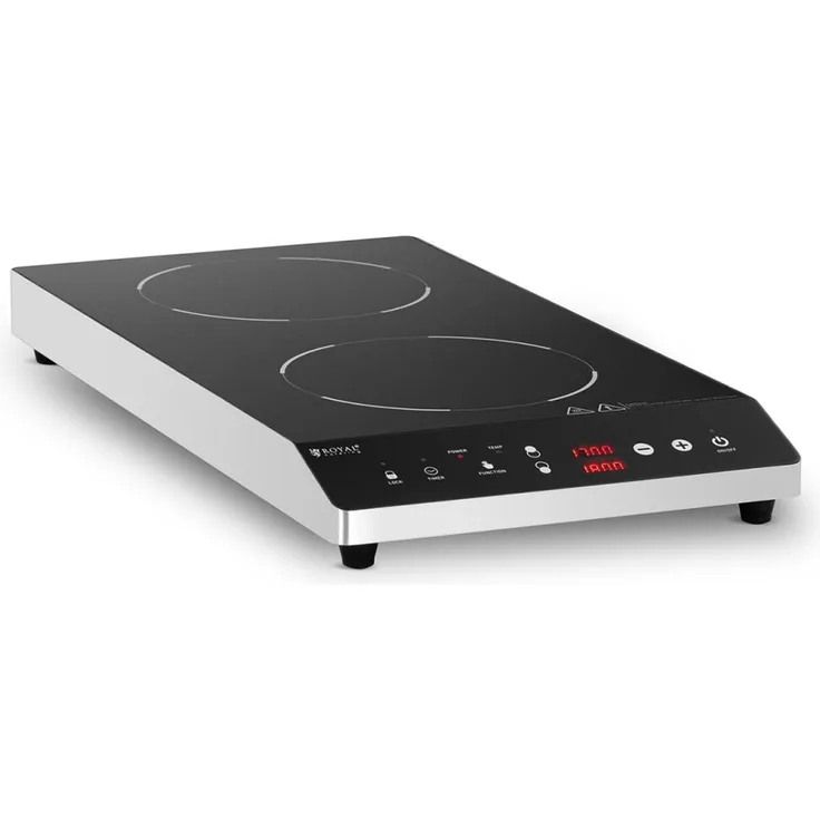Royal Catering Induktionsplatte - 2 x 22 cm - 60 bis 240 °C - Timer