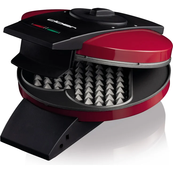 Cloer 1633V Waffelautomat, 930W, Antihaftbeschichtung, Herzwaffeln, stufenlose Temperatureinstellung, Kontrollleuchte, Fettauffangrille, rot – Bild 7